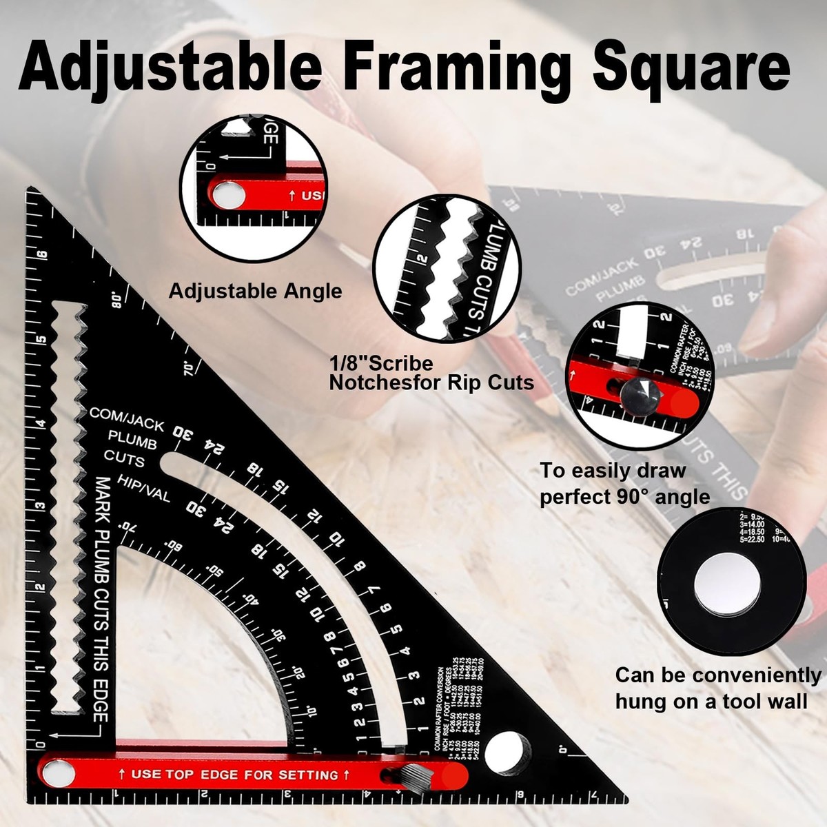 Carpenter's Triangle, 7 inches, Adjustable Rafter Square, Multi