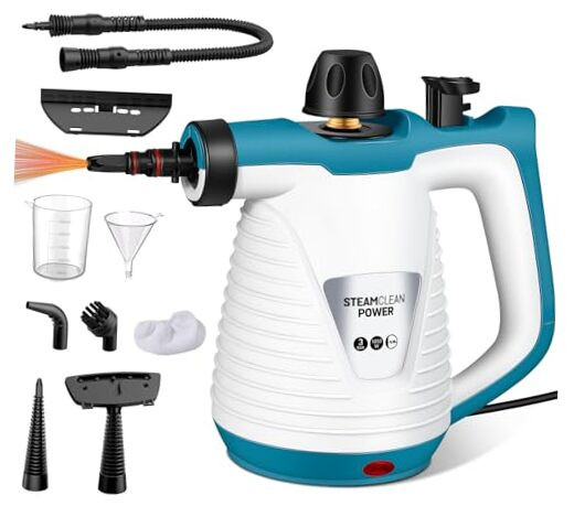 Handheld Steam Cleaner with 9 Accessories, Pressurized Handheld Multi-Surface