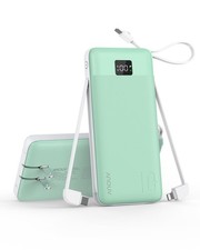 Portable Charger 10000mAh Power Bank w/Built-in 3 Cables AC Wall Plug