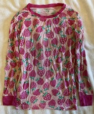 Little Sleepies Pink Strawberries Bamboo Pajama TOP ONLY Size 7/8 Long Sleeve