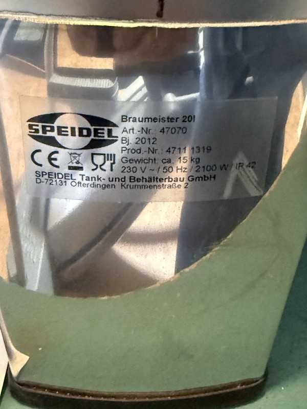 Speidel Braumeister 20 Liter And Parts W/copper distillation Coil & Co2 Bottle