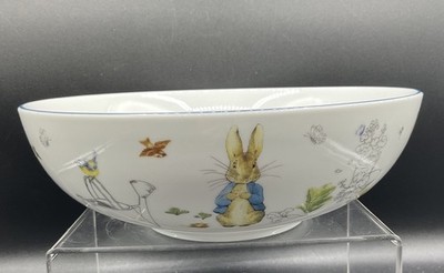 Beatrix Potter Peter Rabbit Easter 9'' Serving Pasta Bowl Porcelain Floral Garden