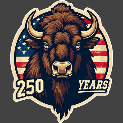 250 Years Sticker Vinyl Decal Buffalo Bison American Flag Patriotic USA
