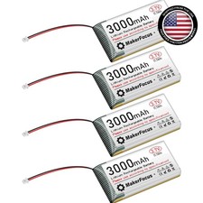 Lithium Polymer Battery Pack 4 3000mAh 3.7V Rechargeable Pack with JST 1.25 f...