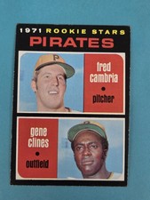 1971 Topps RC #27 Pirates Rookie Stars Cambria / Gene Clines BASEBALL Card 9K. rookie card picture