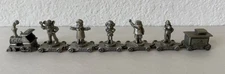 Vtg 2001 Chuck E. Cheese Miniature Pewter Train Set 7 Figures CEC Promo RARE