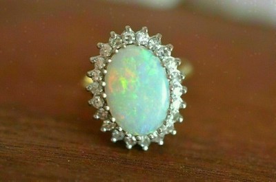 Natural 2.50Ct Oval Fire Opal Engagement Halo Ring 14K Yellow Gold Silver Plated