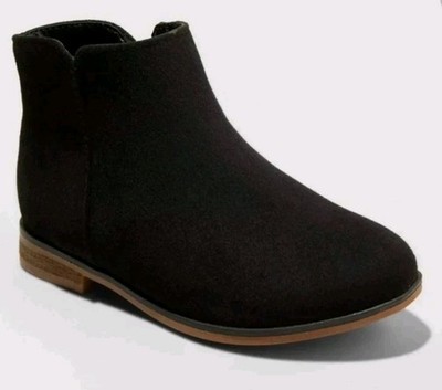 Toddler Girls' Penelope Zipper Booties Suede Black Cat & Jack Size 10 Fall Boots