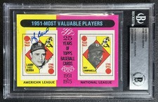 YOGI BERRA ROY CAMPANELLA BGS AUTH 1975 TOPPS #189 SIGNED BAS AUTH AUTO HOF 816