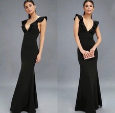 Lulus Dress Perfect Opportunity Maxi Black Sz XL Mermaid LBD Gown Party Wedding