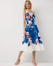NWT WHITE HOUSE BLACK MARKET Square Neck Poplin Midi Dress 170