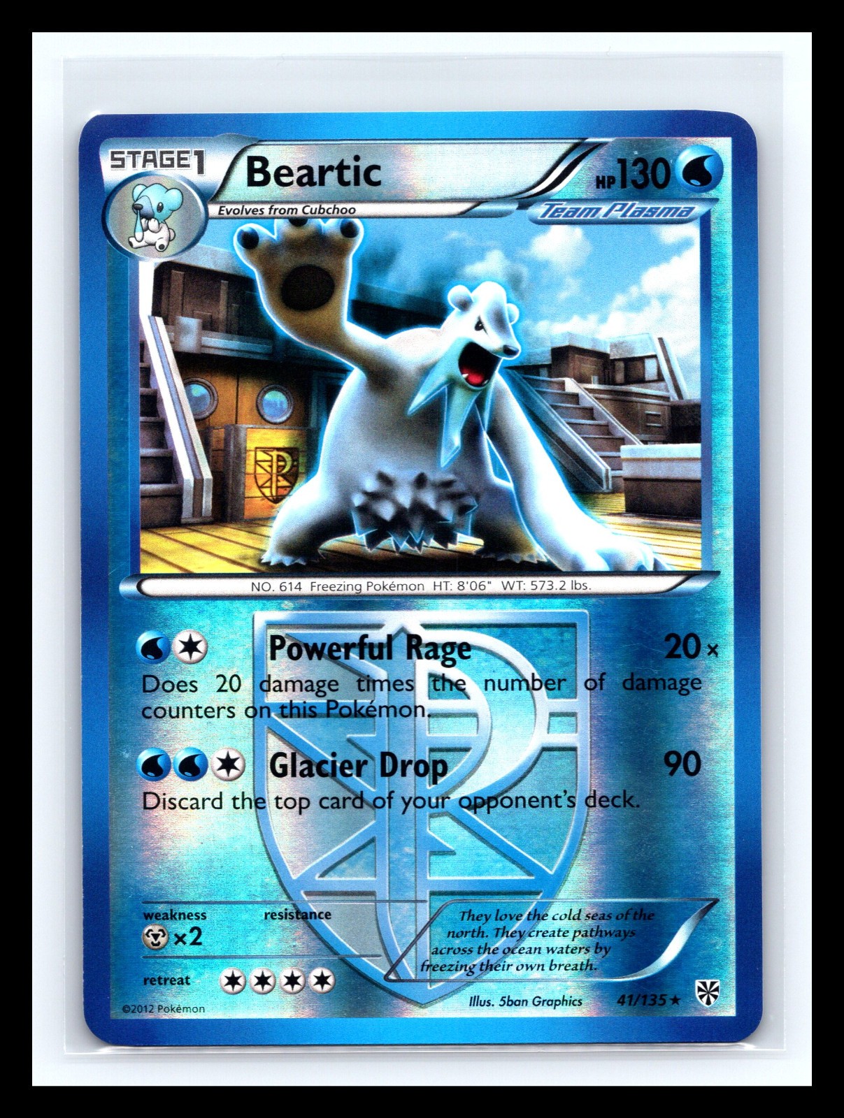 💥 Beartic (Team Plasma) Plasma Storm #41/135 LP Reverse Holo Rare Pokemon Card