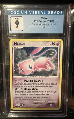 CGC 9 MINT Mew 2007 Secret Wonders 15/132 Holo Pokemon Card