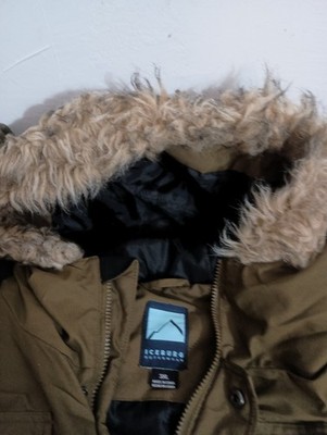 Iceberg Outerwear Men 3XL Winter Parka Jacket Faux Fur Hood Olive Green Work...