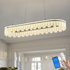 Modern Pendant Lights Kitchen Island, Dimmable Led Oval Runway Fixtures Silver A