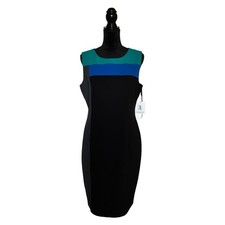 Calvin Klein Cocktail Midi Dress Colorblock Bodycon Formal Designer US 12