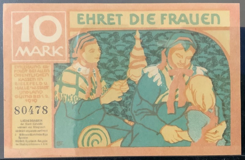 1919 GERMANY BIELEFELD PAPER MONEY - 10 MARK BANKNOTE!