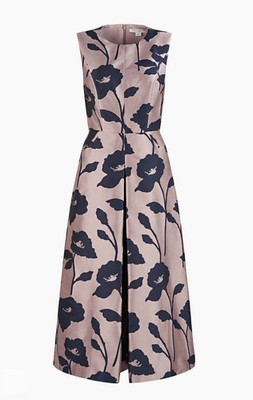 Kay Unger Coty Wide Leg Pant Jumpsuit Women's 6  Floral Cropped Jewel Neck