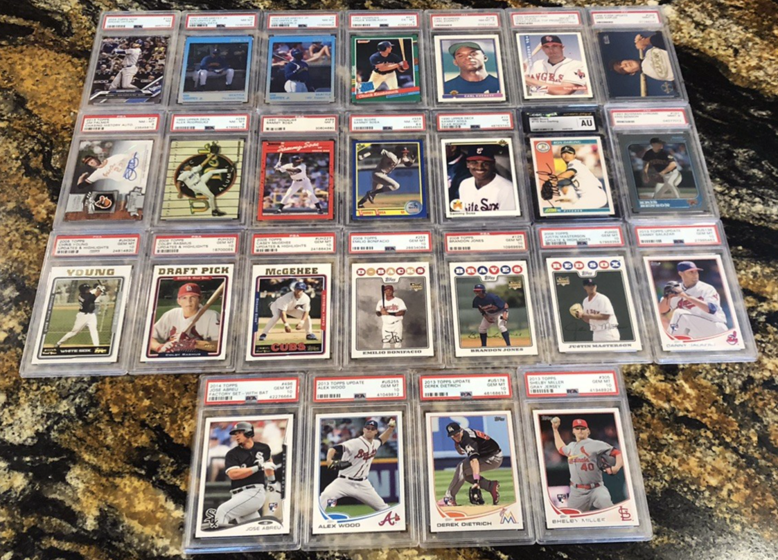 Albert Pujols Atlanta Braves PSA-lot of 25-GRIFFEY jr(2) OHTANI, SOSA --JIM PALMER auto--11 PSA 10's-see PICS 