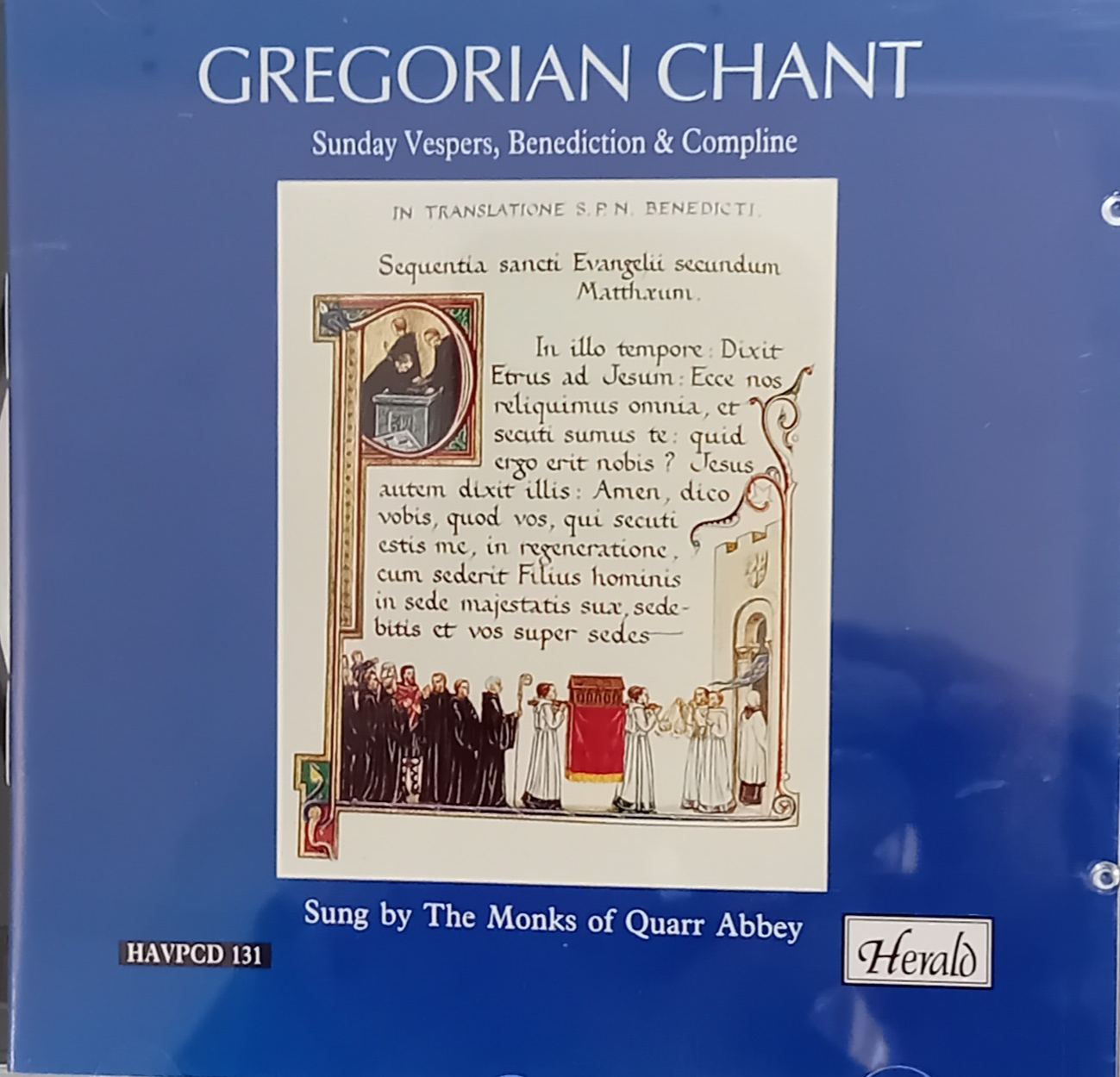 Gregorian Chant, Sunday Vespers, Benediction & Compline  Music CD Album