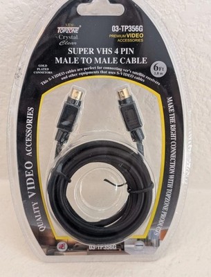 S-Video 4-Pin Male-to-Male 6ft Gold-Plated S Cable for DVD VCR TV DVR. FULL CASE