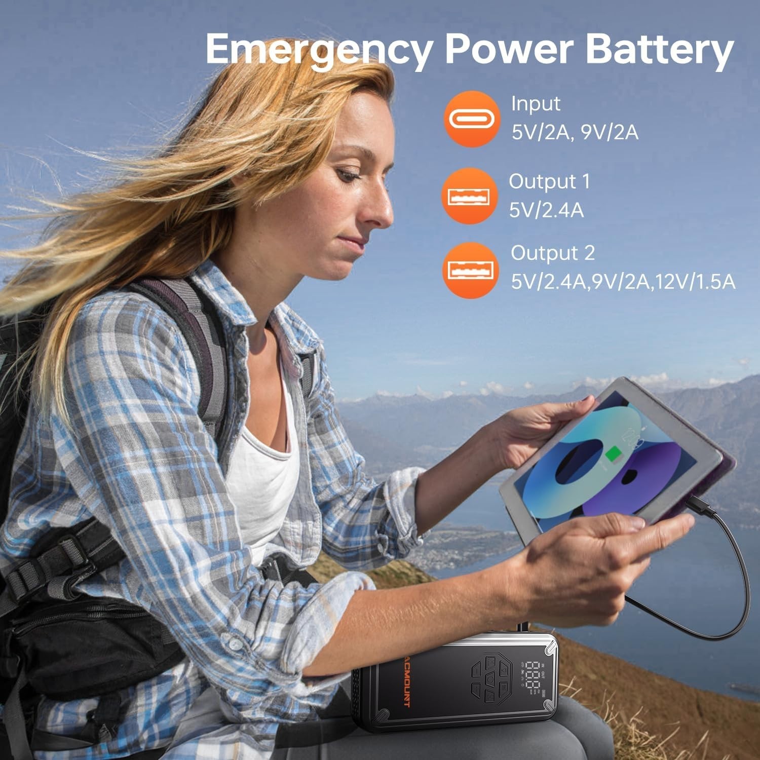 Versatile W160 Jump Starter with Air Compressor - 12V Power & Safety Technology