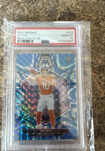 2024 Panini Mosaic - Rookies Bo Nix #312 Reactive Blue Mosaic Prizm (RC)