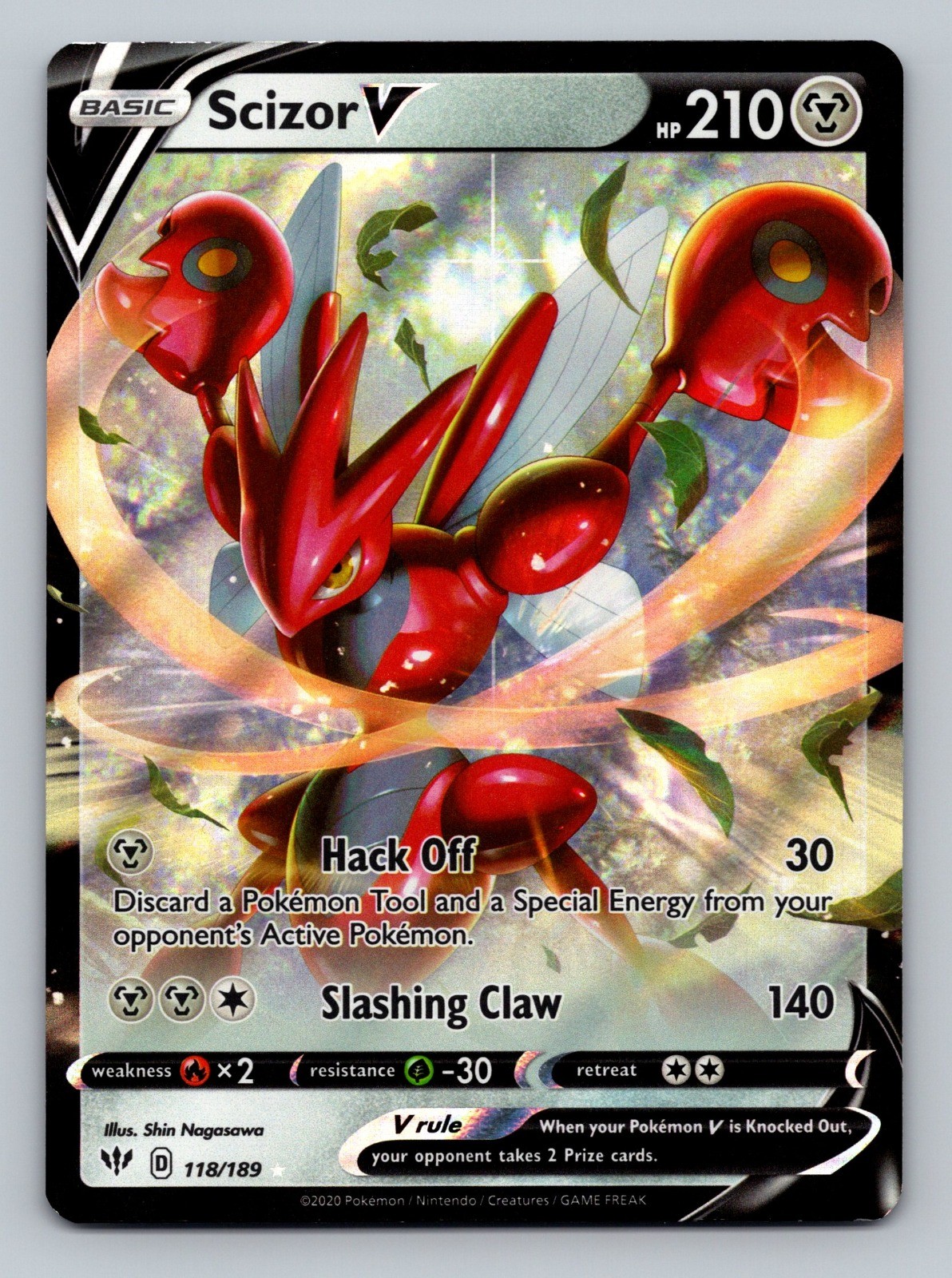 Scizor V Holo Ultra Rare SWSH03: Darkness Ablaze 118/189 NM