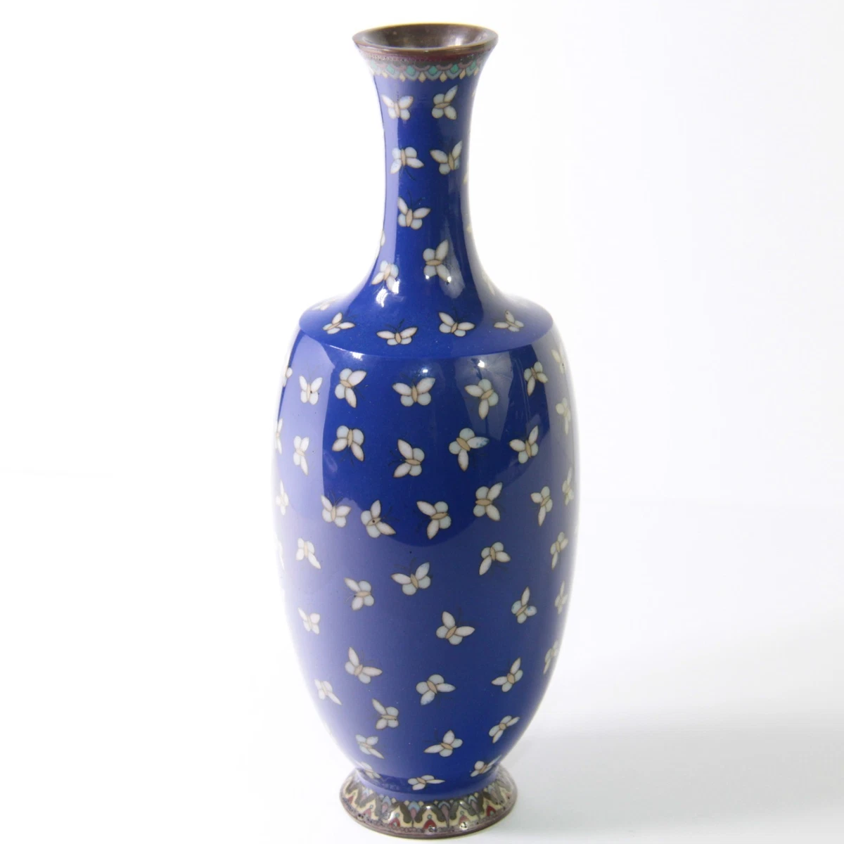 蓝色景泰蓝日本古董花瓶| eBay