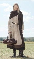 Zara Beige Midi Dress M Limited Edition Oversized Printed Long Sleeves 8928/790