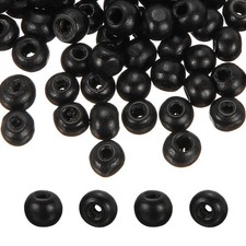 300pcs 8mm Black Natural Wood Beads with 3mm Hole Round Wooden Loose Spacer Ball