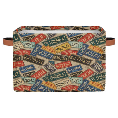 Auuxva Seulife Vintage Car Number Plates Foldable Storage Basket Large