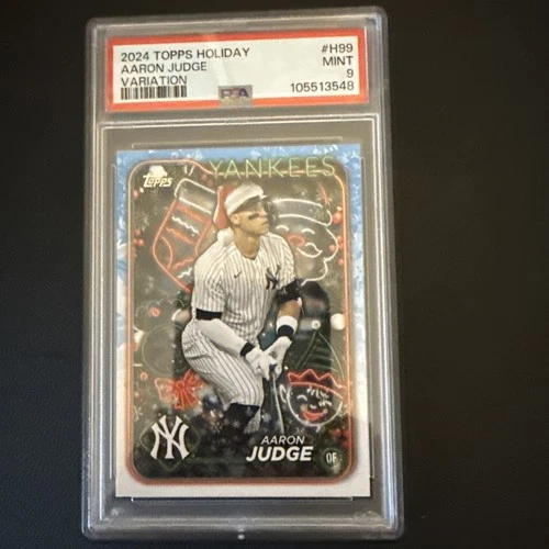 2024 Topps Holiday Aaron Judge Santa Hat Variation PSA 9 MINT Yankees HG56