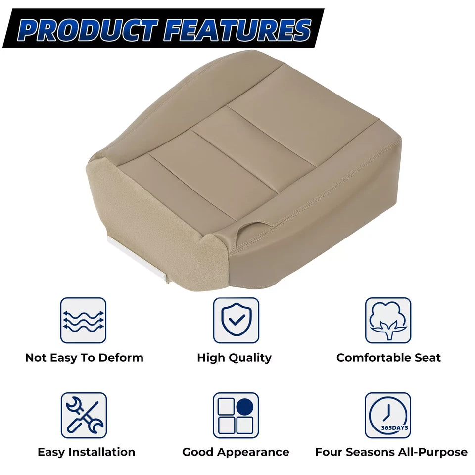 Cubierta de asiento inferior del conductor cuero tostado para Ford F250 F350 Super Duty 2002-07 04 05 Foto 3 de 4