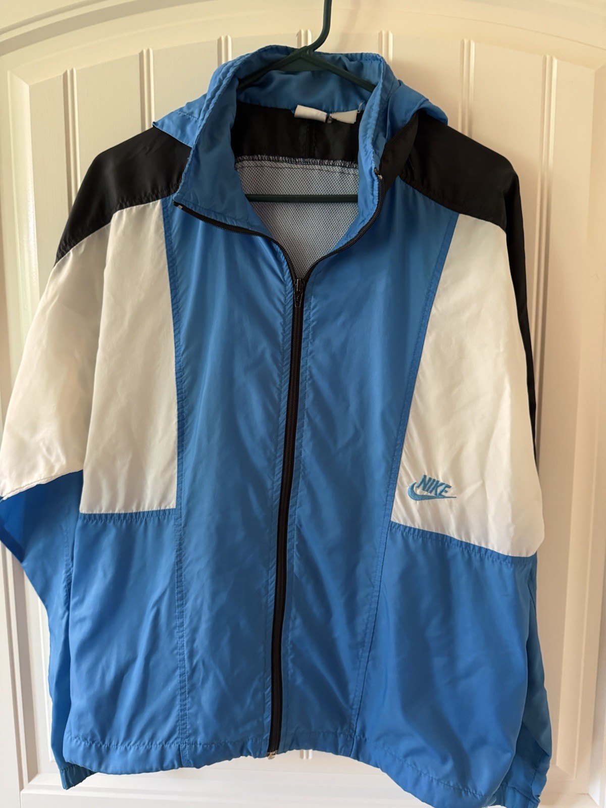 SACAI X NIKE Giacca a vento Nike vintage anni 90 uomo M blu nero bianco colore blocco cappuccio nascosto