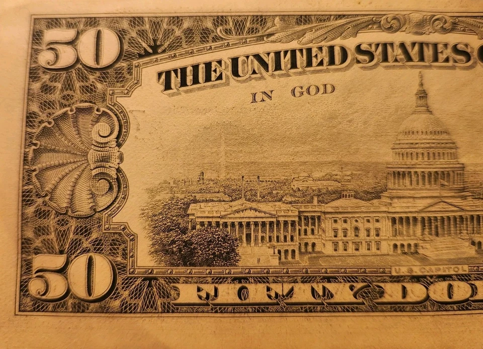 AU Crisp 1988 $50 Dollar Bill  Federal Reserve Note Fancy  Almost Uncirculated - Image 3 of 4