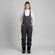 Vintage 80s Black Insulated Ski Pants Bib Overalls - Small