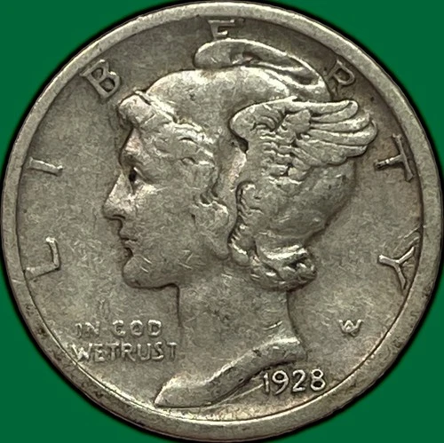 1928-D Mercury Dime Silver Extremely Fine XF Coin #29990