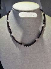 Garnet Bead Choker Necklace With Freshwater Pearls Genuine