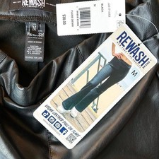 Flared faux leather medium rise pants