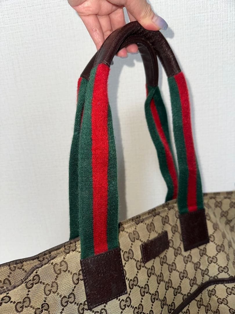 Gucci Tote Bag Large Canvas Leather Logo Pattern Authentic Women's Fashion thumbnail 2