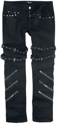 Gothicana by EMP Herren Schwarze Jeans mit Schnallen, Reißverschlüssen und