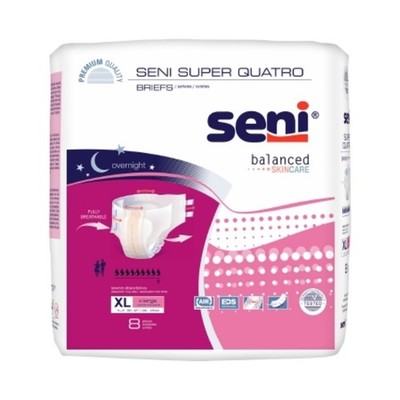 Unisex Adult Incontinence Brief Seni  Super Quatro X-Large Disposable Heavy Abso