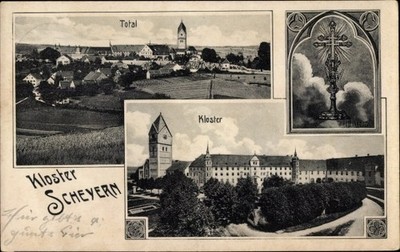 Postcard Scheyern in Upper Bavaria, total view of the village, monastery - 10709753