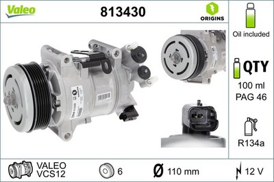 Kompressor Klimaanlage VALEO ORIGINS - NEW O.E. TECHNOLOGIE 813430 für C4 308 DS