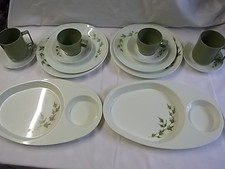 Ensemble picnic vintage campus 17 pièces IVY vert sauge et blanc jardin camping bord de mer