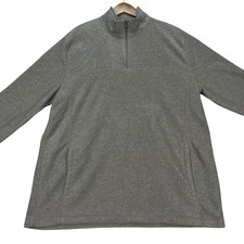 Croft Barrow Pullover Mens Large Gray Long Sleeve 1/4 Zip Mock Neck Fleece EUC