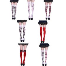 Halloween Women Thigh High Stockings Card Suit Print Over Knee Long Socks