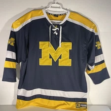 Colosseum University of Michigan Hockey Jersey Blue Yellow Mens 2XT Tall