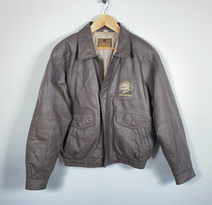 激レアNorth American Hunting Club本革レザースタジャン レア 革 ジャンバー スタジャン 70s UNKNOWN スタンドカラー オール